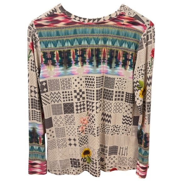 Johnny Was Mystery Print Ladies V-Neck Long Sleeves Boho Sz Small - Picture 4 of 10